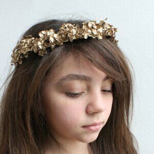 Gold Flower Crown, Bohemian headpiece, gold headpiece, gold floral crown,